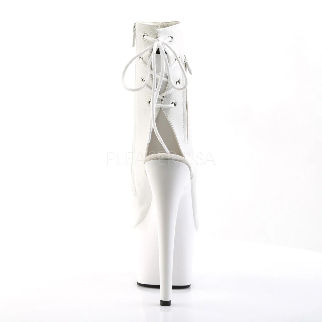 7" Heel White Open Toe-Heel Ankle Boot*