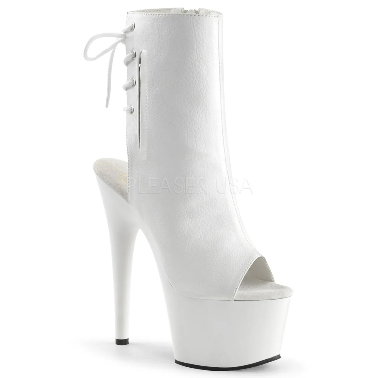 7" Heel White Open Toe-Heel Ankle Boot*