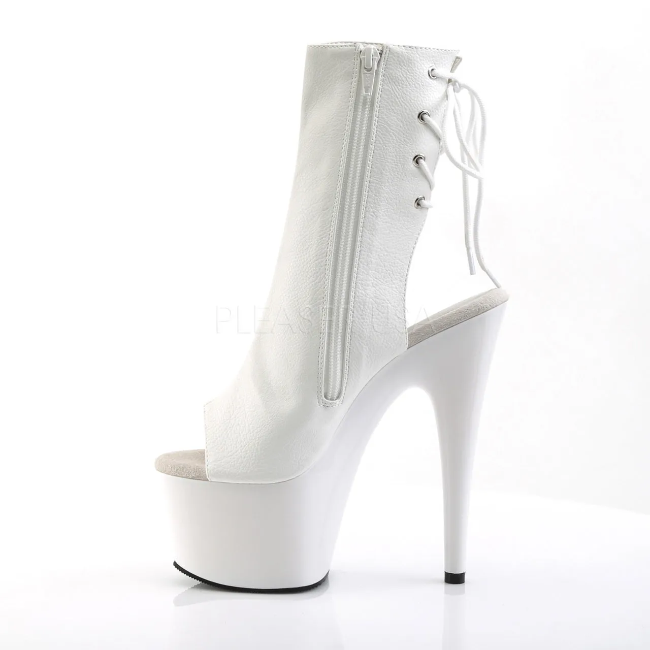 7" Heel White Open Toe-Heel Ankle Boot*