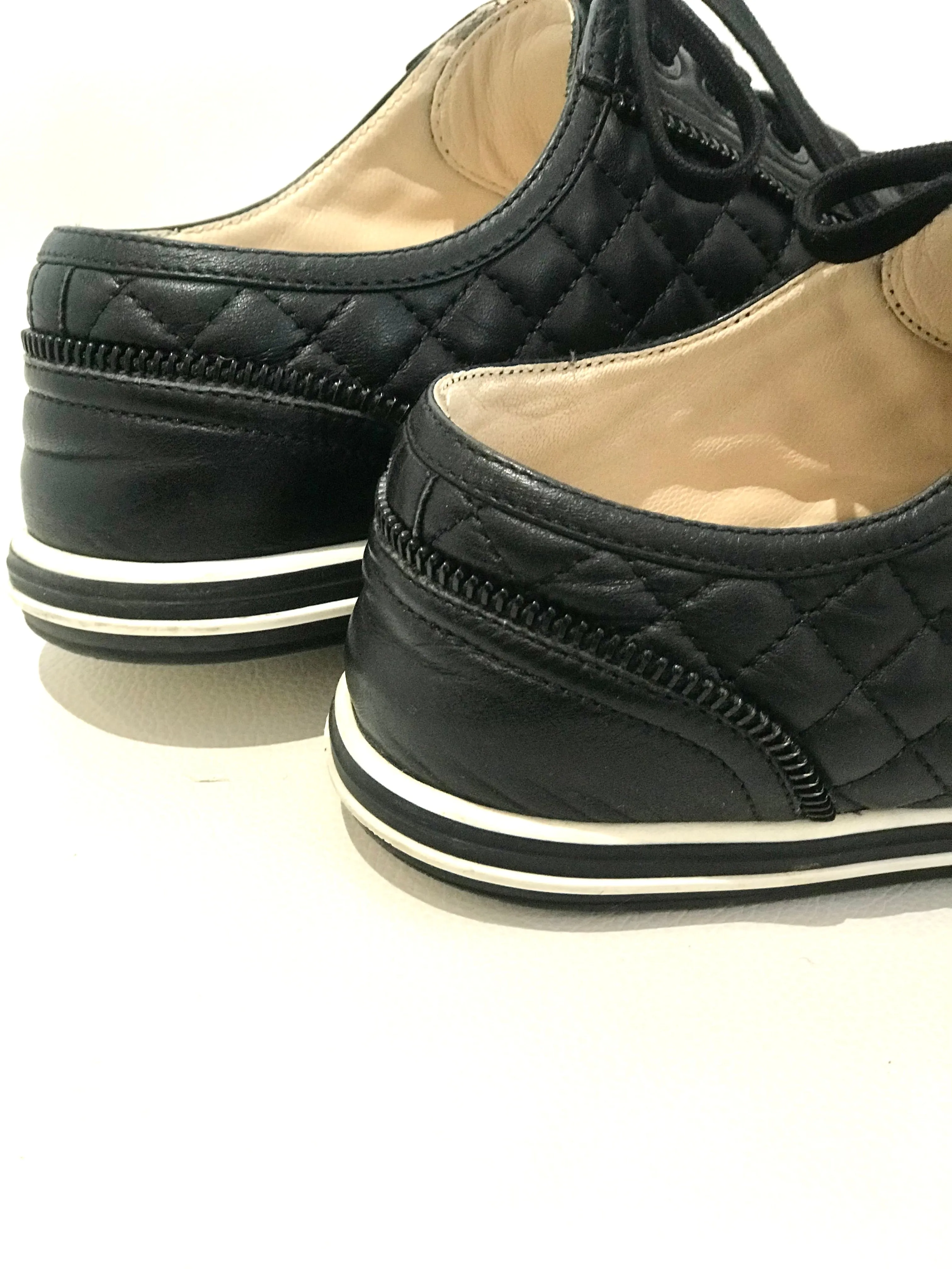 Chanel Black Leather Sneakers