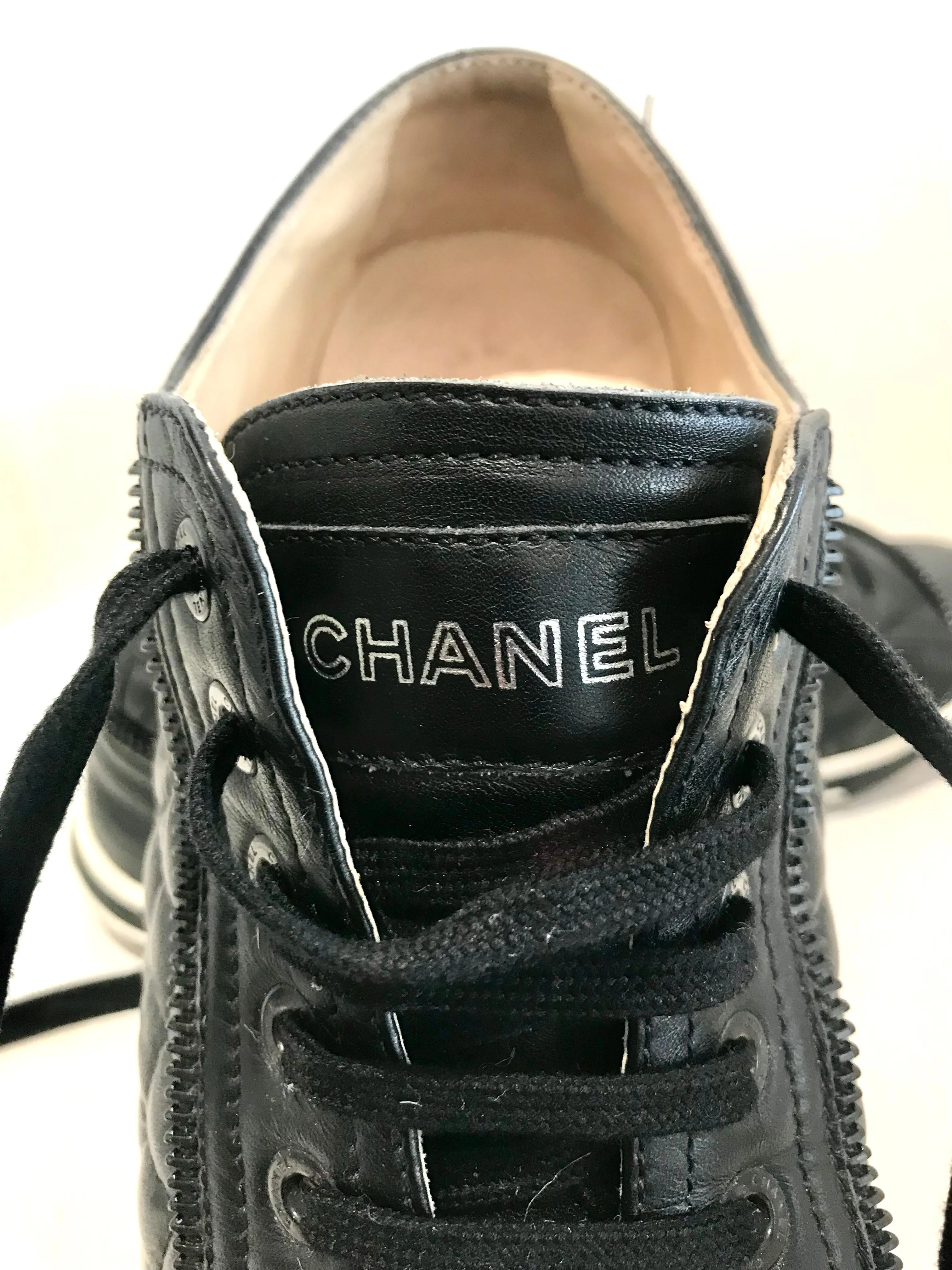 Chanel Black Leather Sneakers