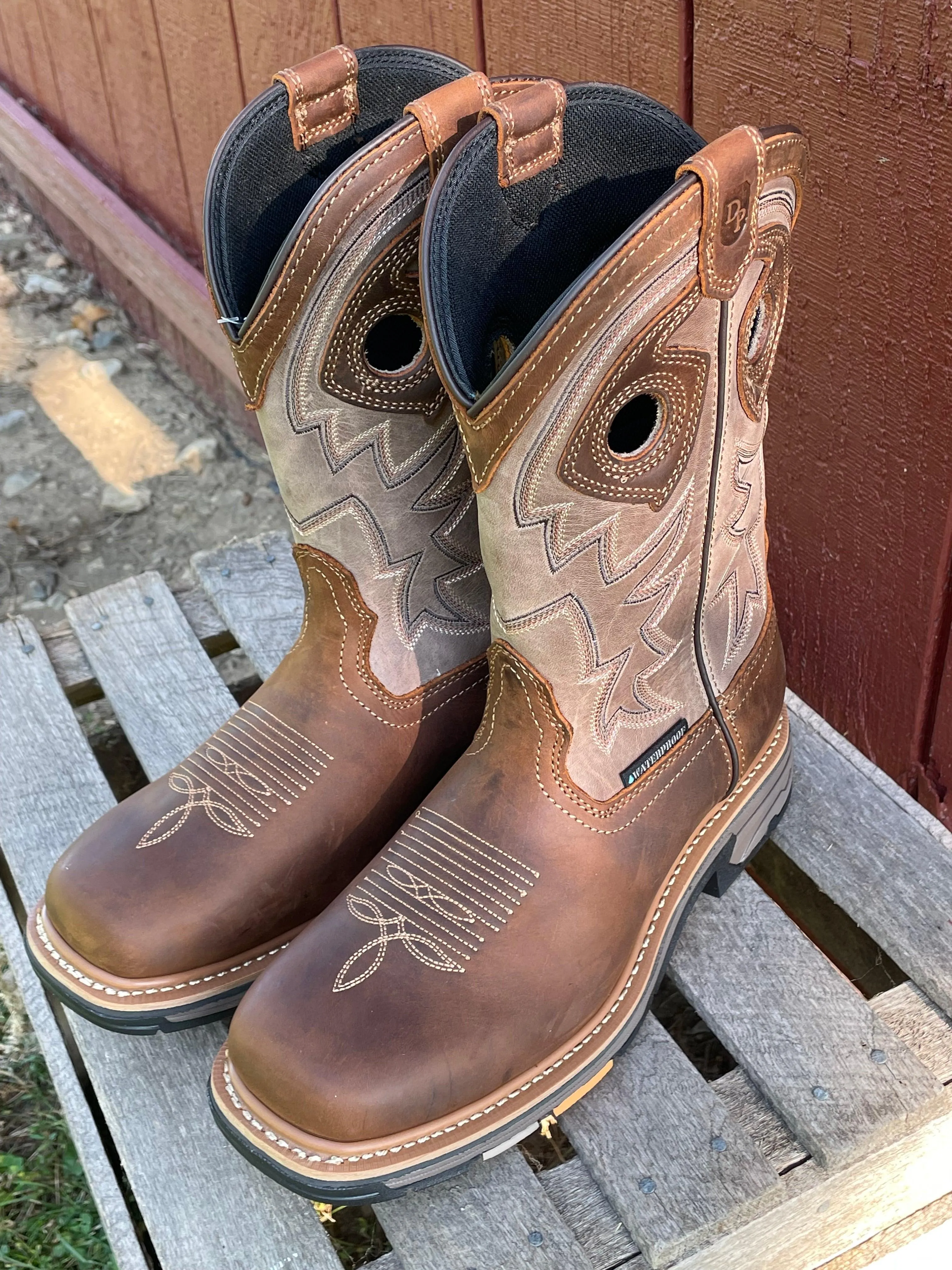 Dan Post Men's Kirk Brown Waterproof Composite Square Toe Cowboy Work Boot DP59456CT