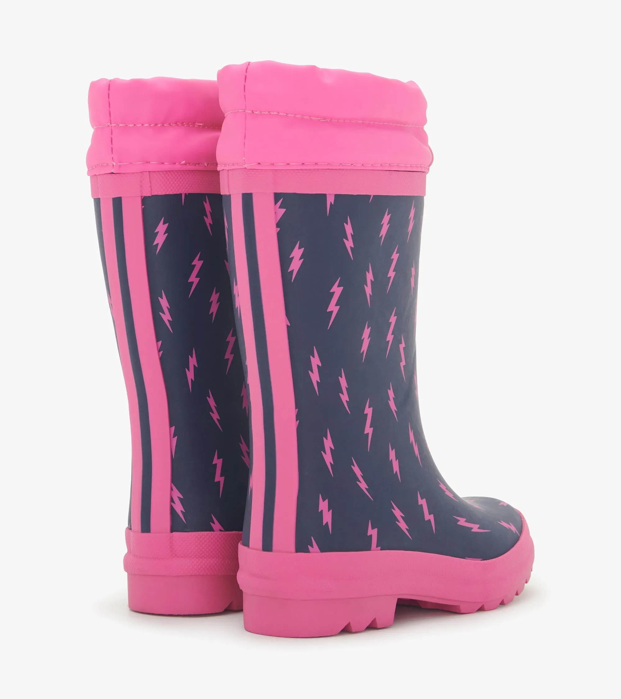 Girls Mini Lightning Bolts Sherpa Lined Rain Boots