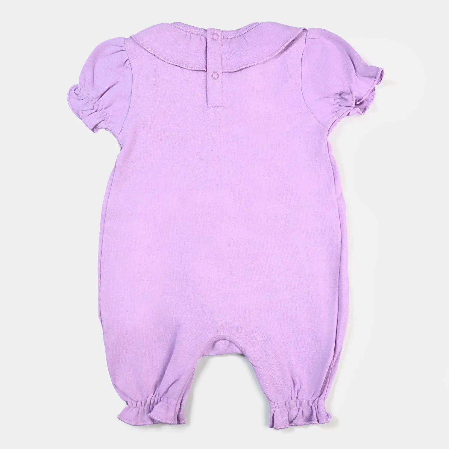 Infant Girls Cotton Interlock Knitted Romper Three Flowers-Purple