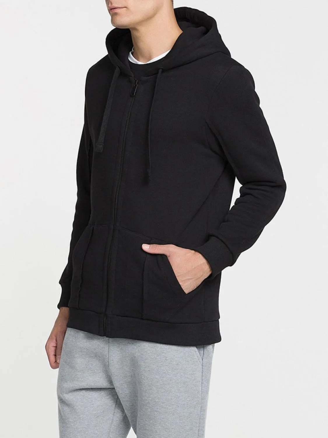 Loopback Cotton-Jersey Zip-Up Hoodie Black