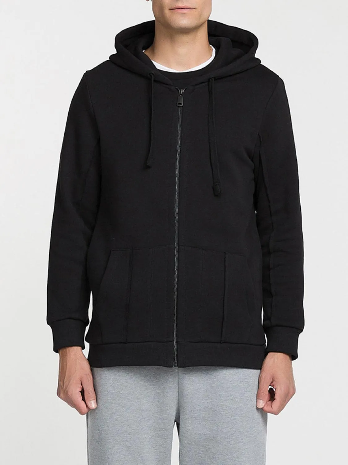 Loopback Cotton-Jersey Zip-Up Hoodie Black