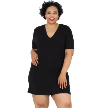 Lux Cotton T-Shirt Dress | Black