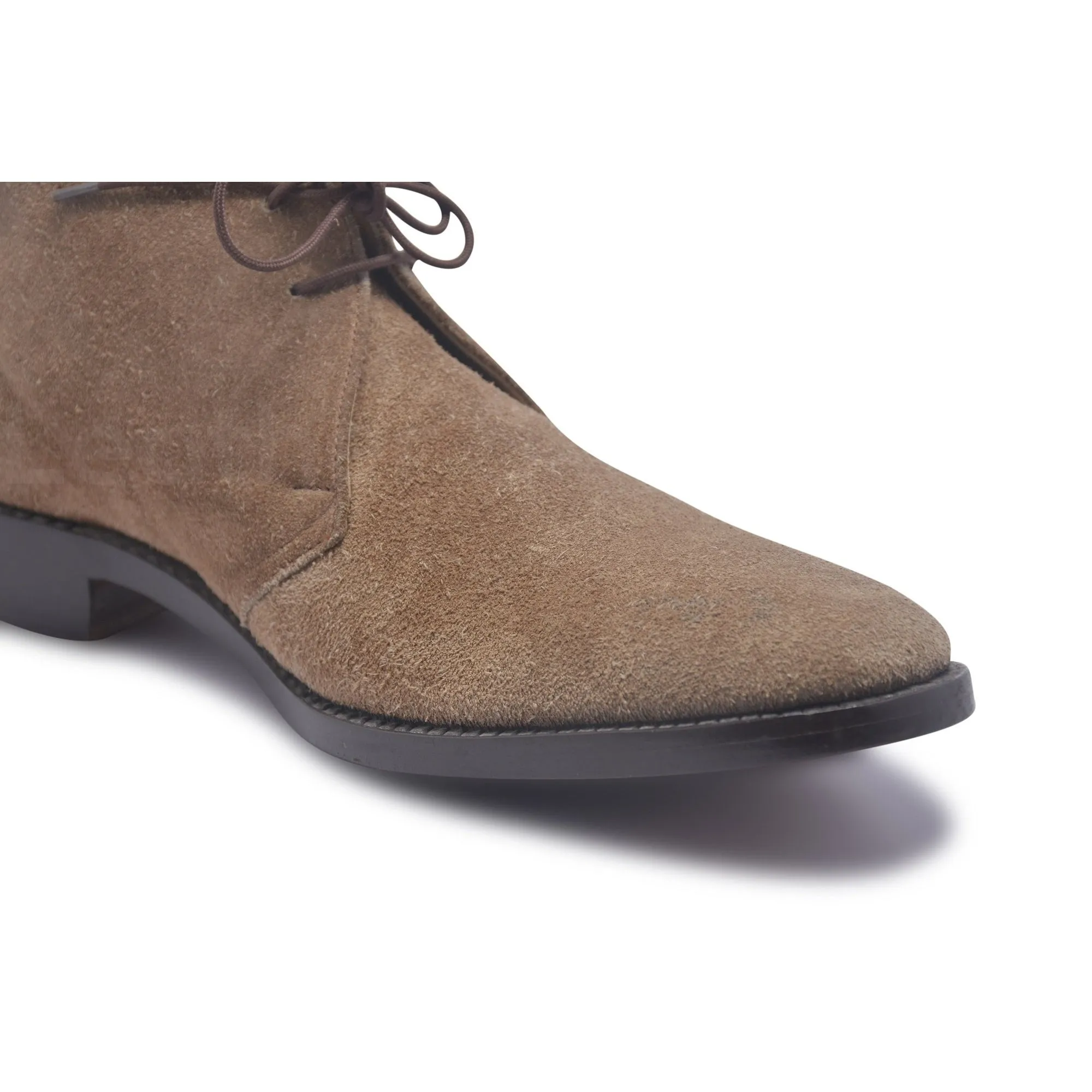 Men Light Brown Chukka Boots Suede Leather with Laces