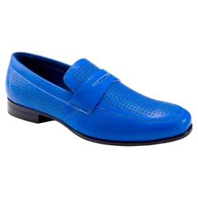 Montique Cobalt Blue Men's Slip-On Dress Shoes Penny Strap Loafer