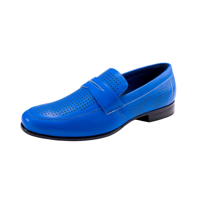 Montique Cobalt Blue Men's Slip-On Dress Shoes Penny Strap Loafer