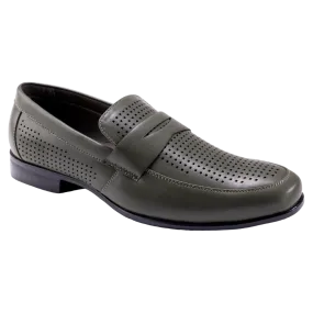 Montique Olive Men's Slip-On Dress Shoes Penny Strap Loafer