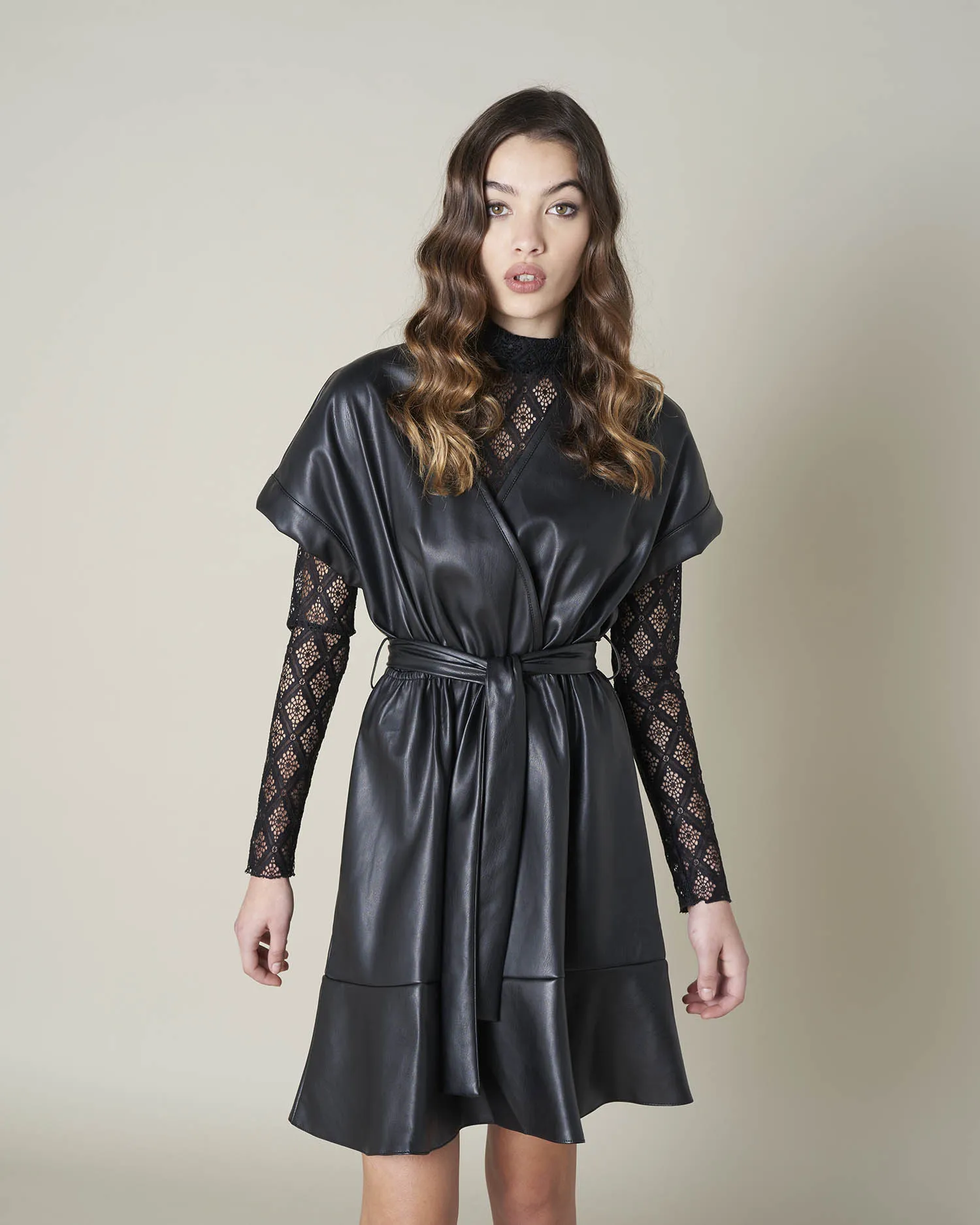 Short eco-friendly leather dress