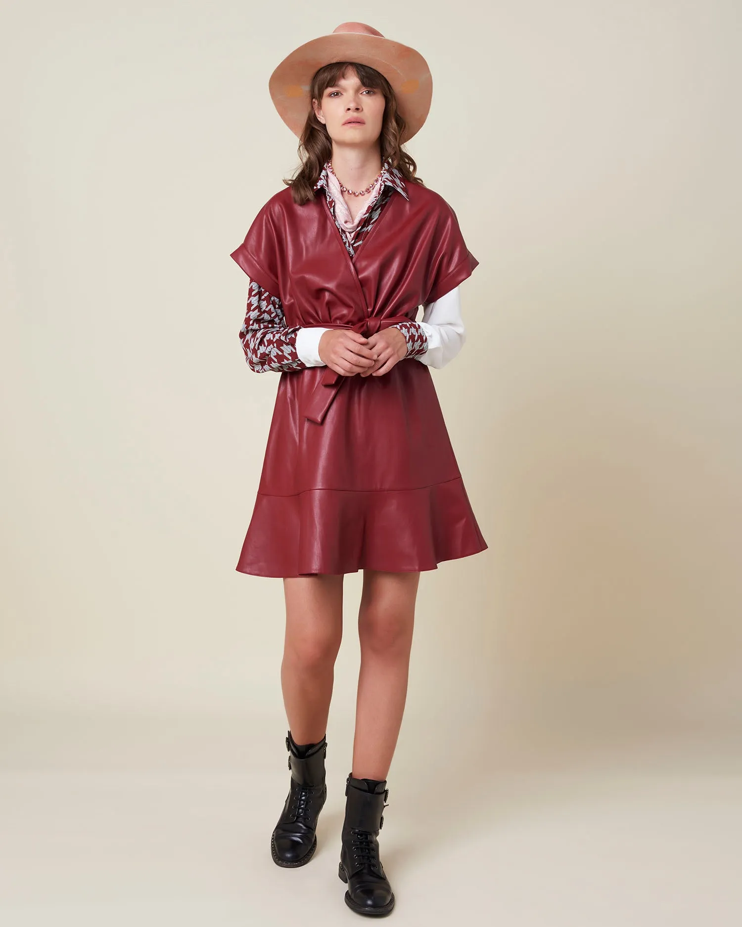 Short eco-friendly leather dress