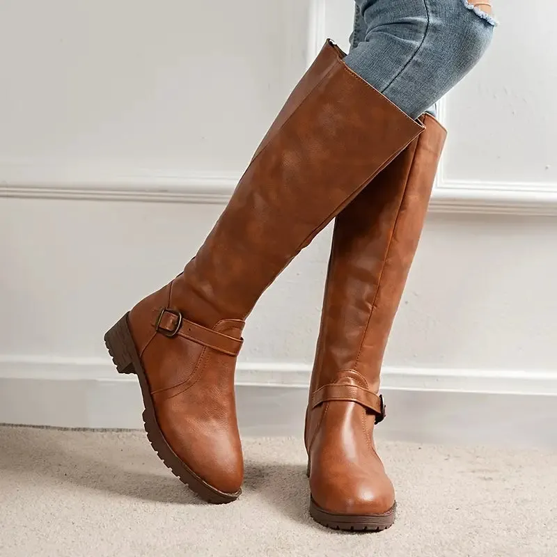 Vegan Leather Knee High Boots with Zipper for Women | Eco-Friendly Materials