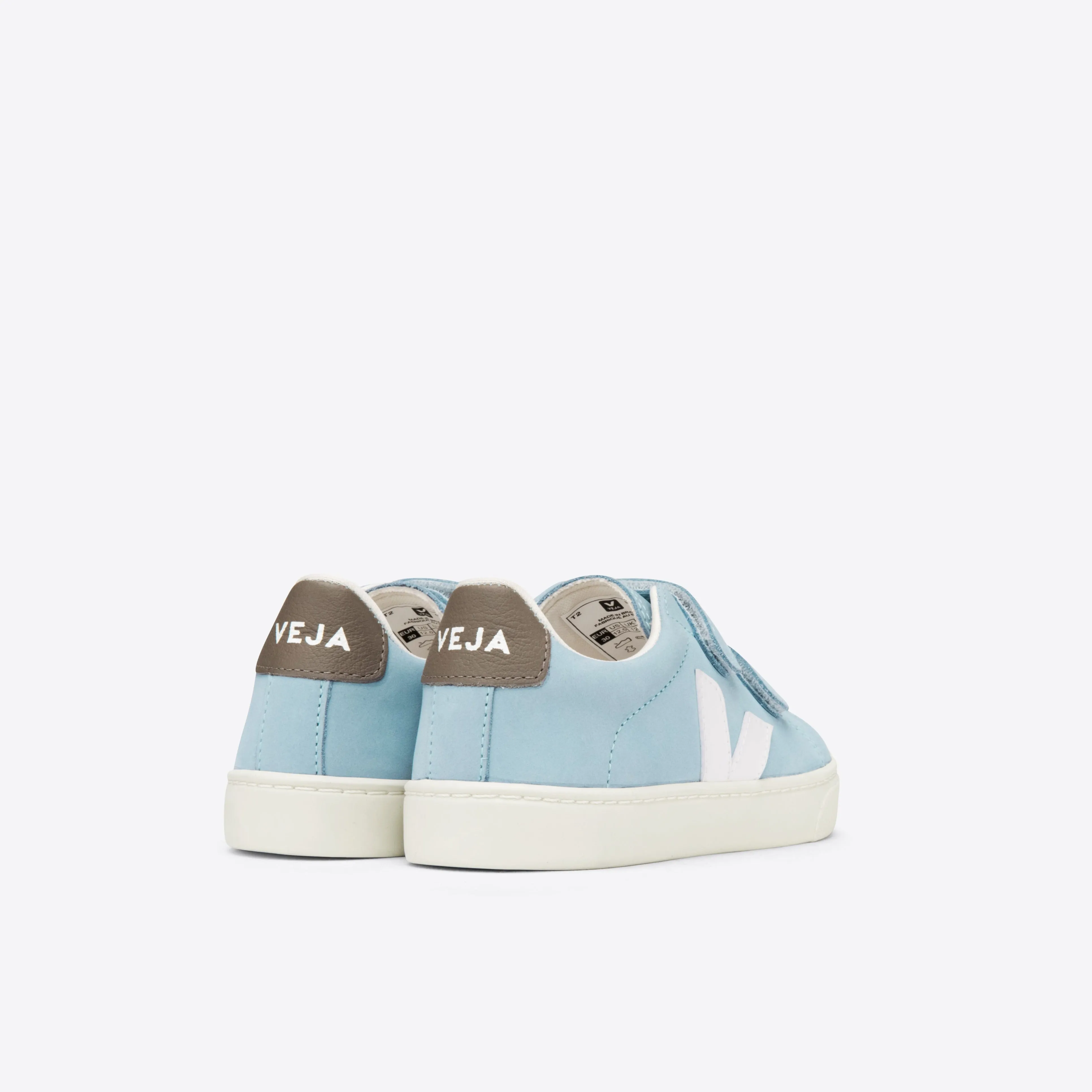 Veja Kids Chromefree Leather Velcro Esplar - Nubuck Steel/White