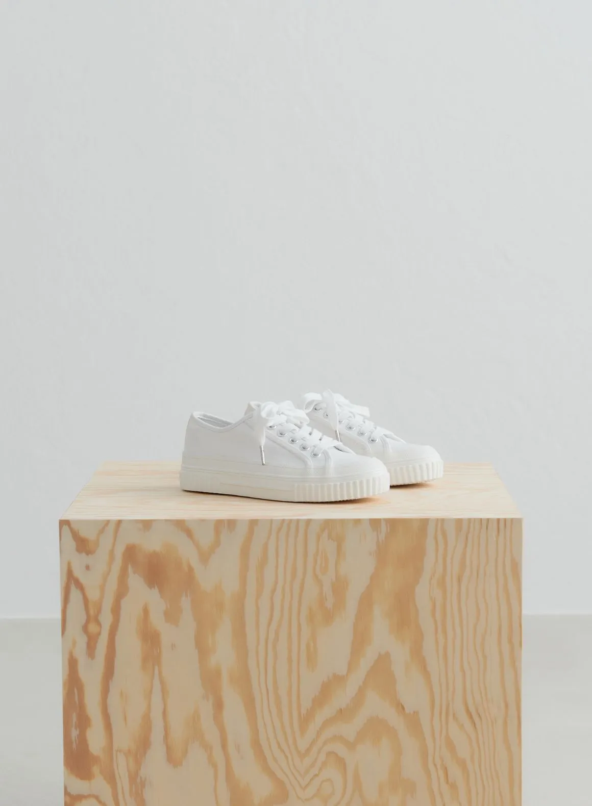 White Cotton Canvas Sneakers