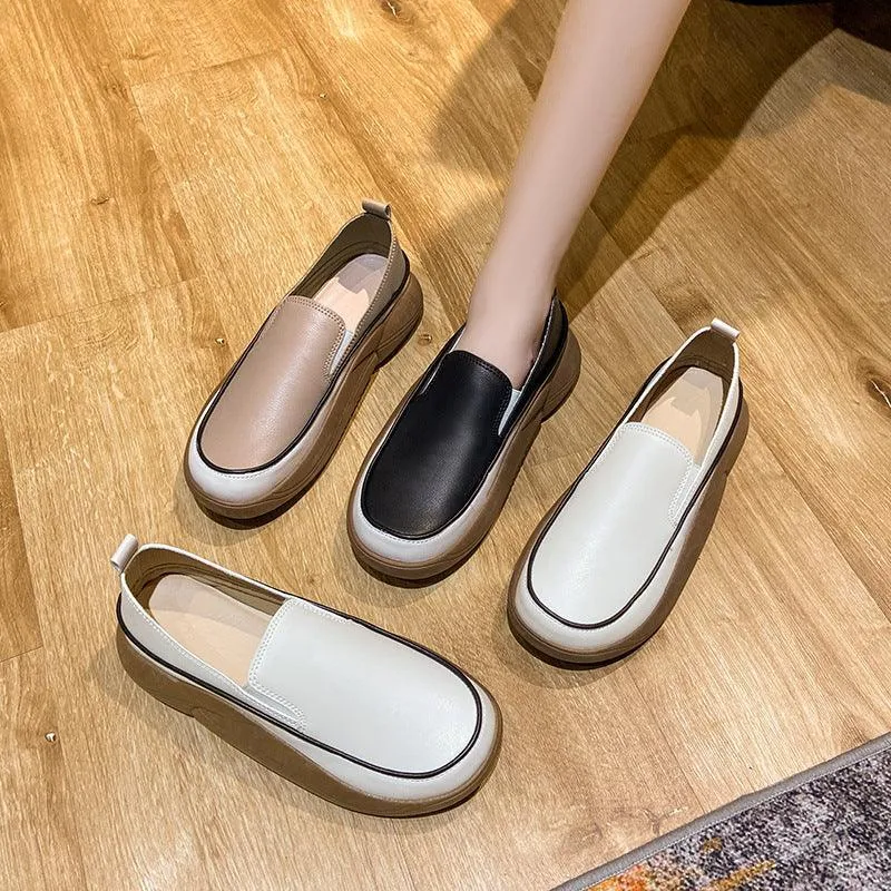 Women’s Comfortable Slip-On Loafers – Thick Sole Canvas Shoes