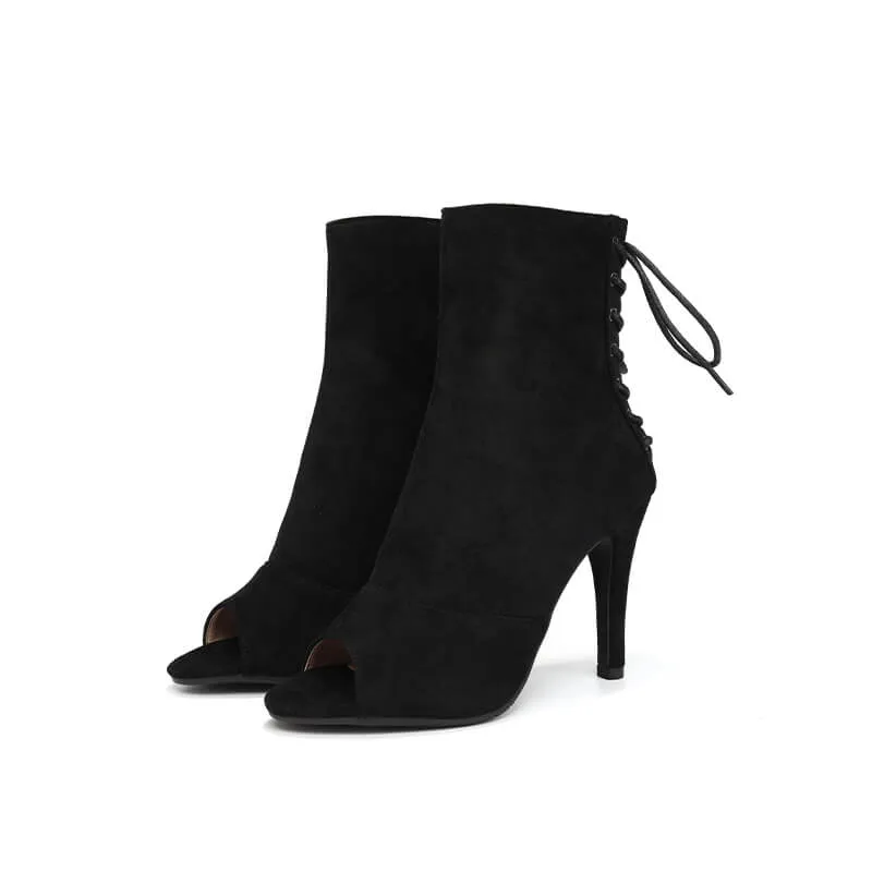 Women's Open Toe Stiletto Dance Boots