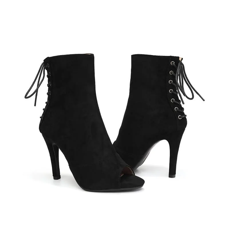 Women's Open Toe Stiletto Dance Boots