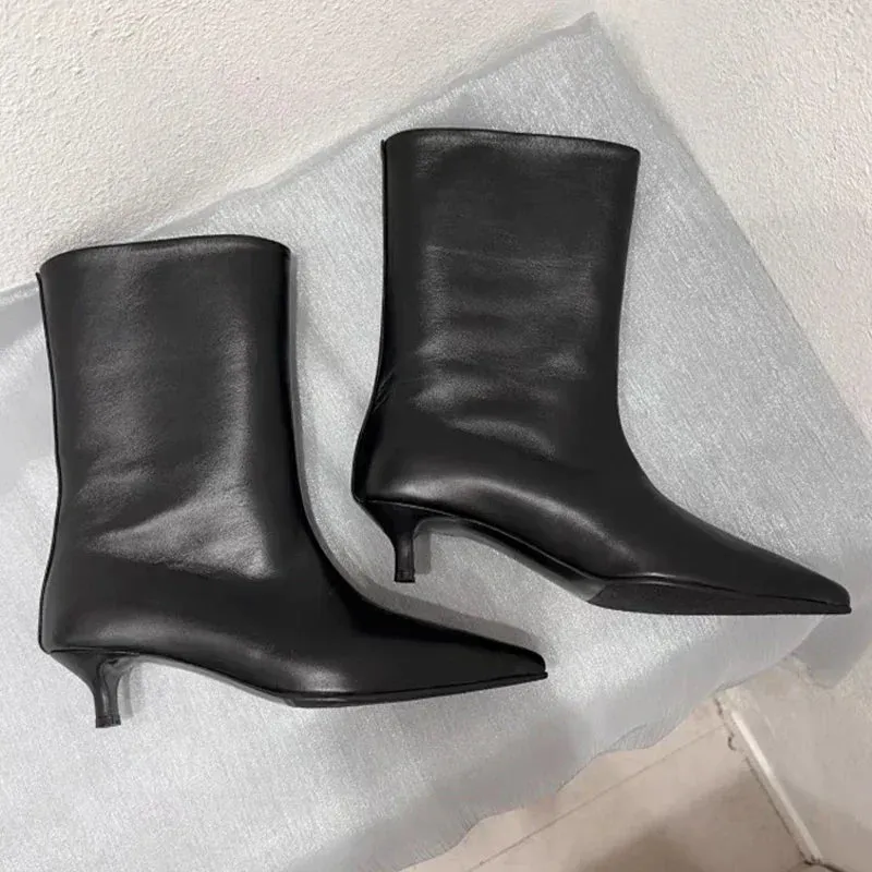 Women's Pointed Toe Ankle Boots Kitten Heels Autumn Winter Fashion