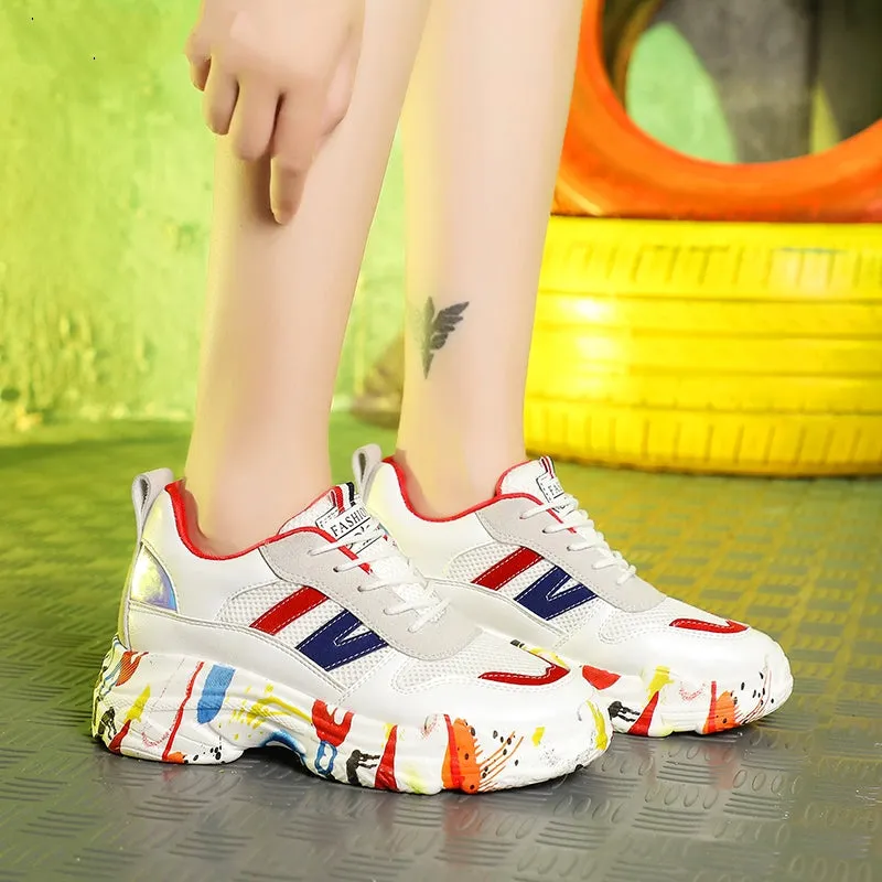 Women's Spring/Autumn Colorful Lace-Up High Platform Sneakers